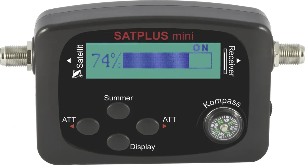 Satelliten Finder "SATPLUS mini" mit LCD Pegelanzeige, Signalton und Kompass