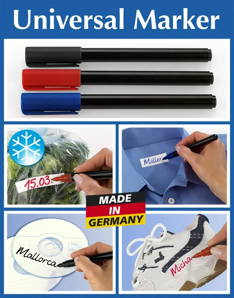 Universal-Marker, Stifte, Rot, Blau, Schwarz, 3-teilig