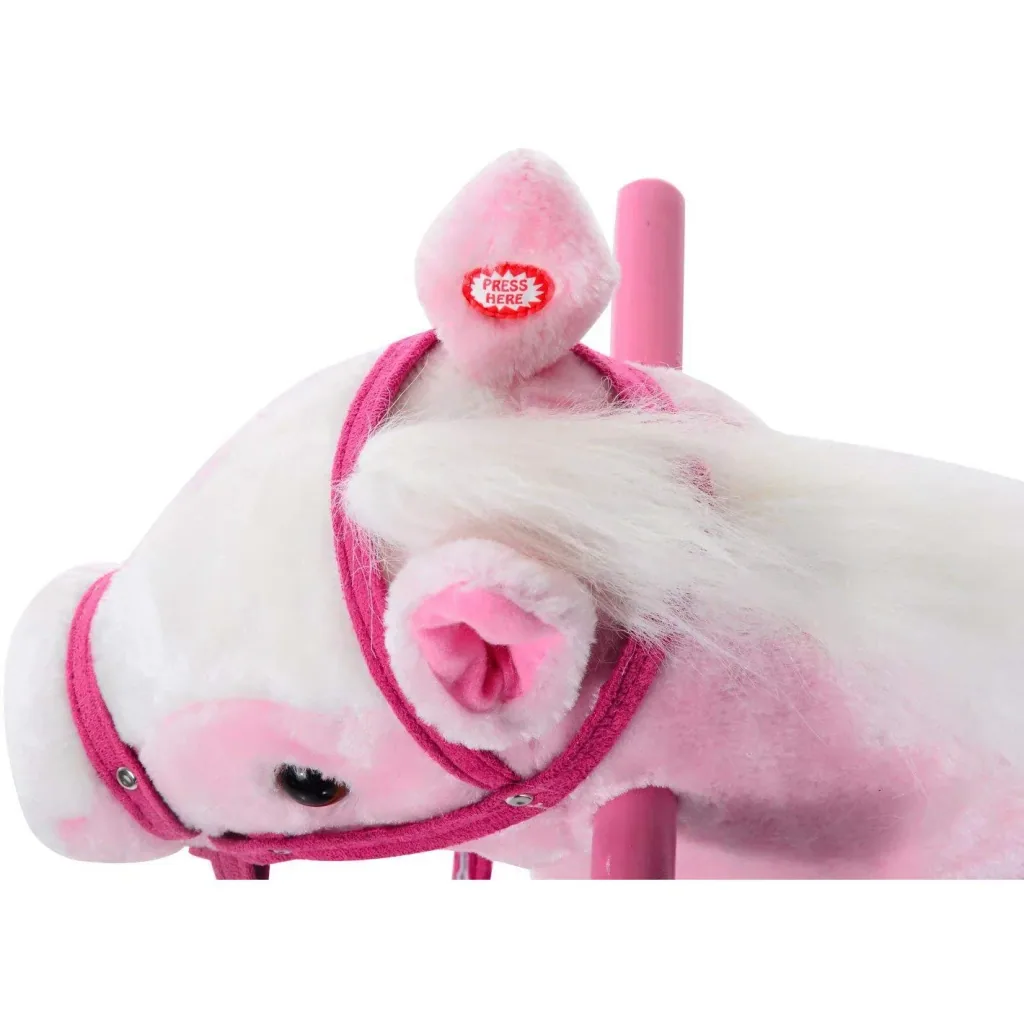 Schaukelpferd Kinder Schaukeltier Schaukelspielzeug Wiehern Pink