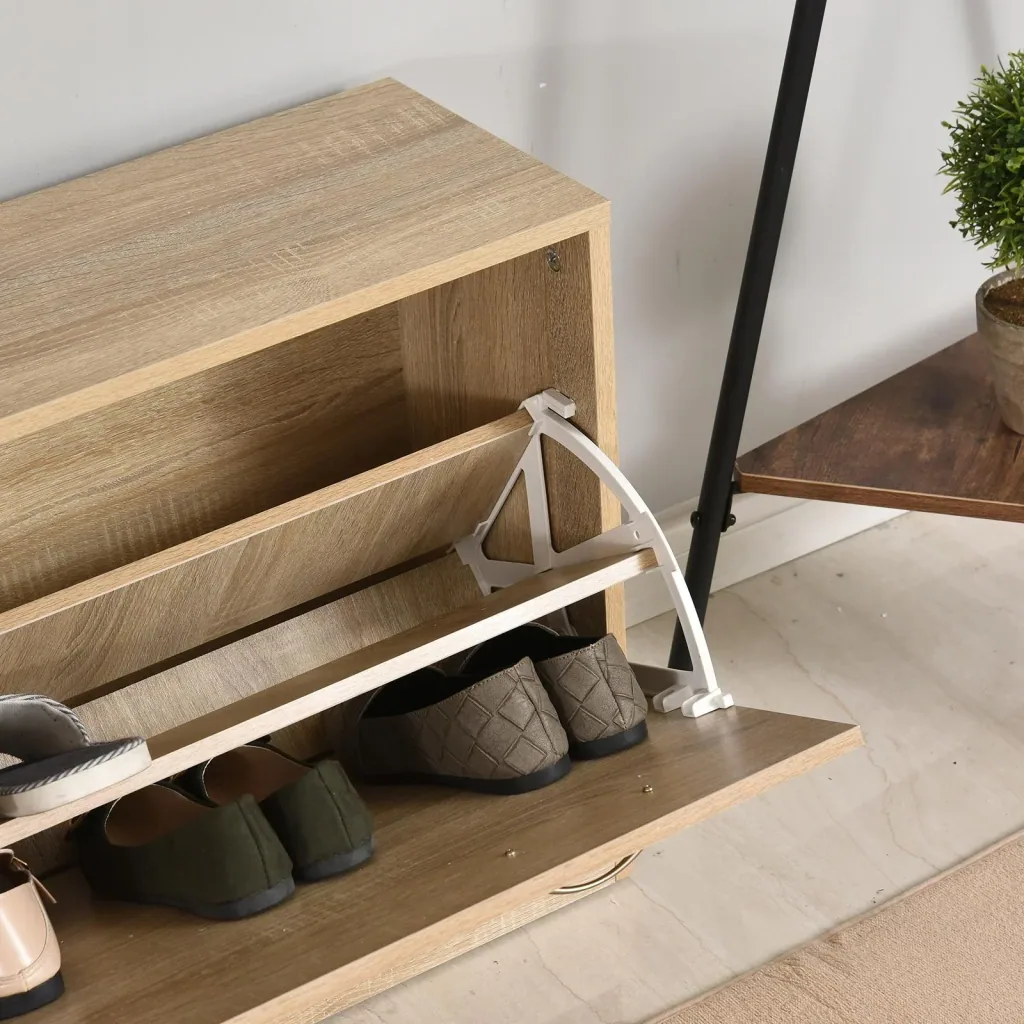 Kleiderschrankset 3-in-1, Garderobe mit Schuhschrank und Wandspiegel