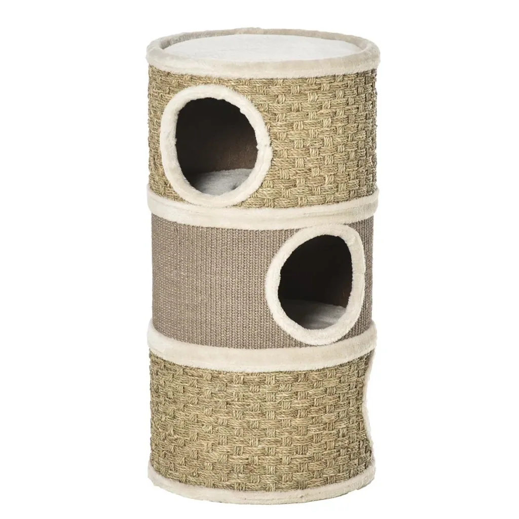 Katzenkratzbaum Kratztonne für katzen 3 Ebenen Katzenbaum Kletterbaum Katzenmöbel mit Sisal Plüsch 37,5 x 37,5 x 70 cm