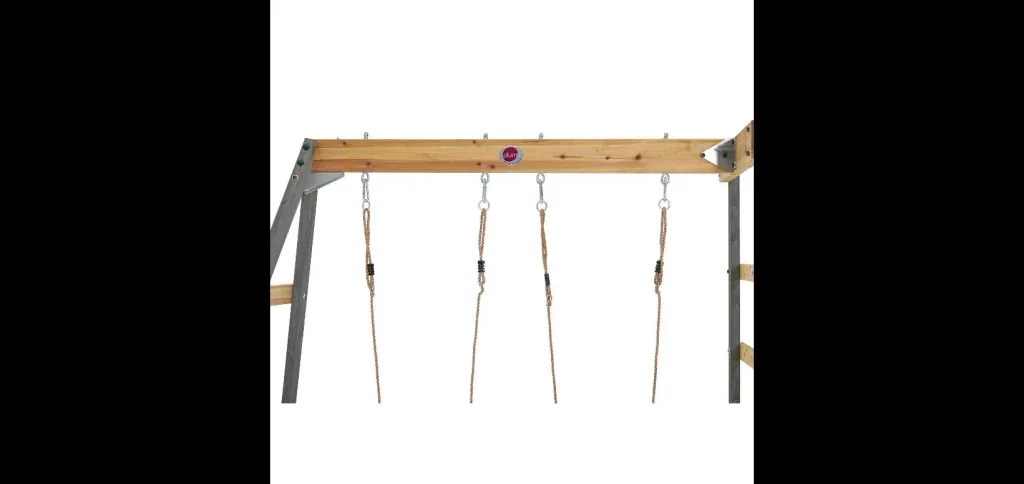 Holz Spielgerüst Barbary, Outdoor-Klettergerüst für Kinder, Doppelschaukel, Rutsche, Leiter, Sandkasten, anthrazit