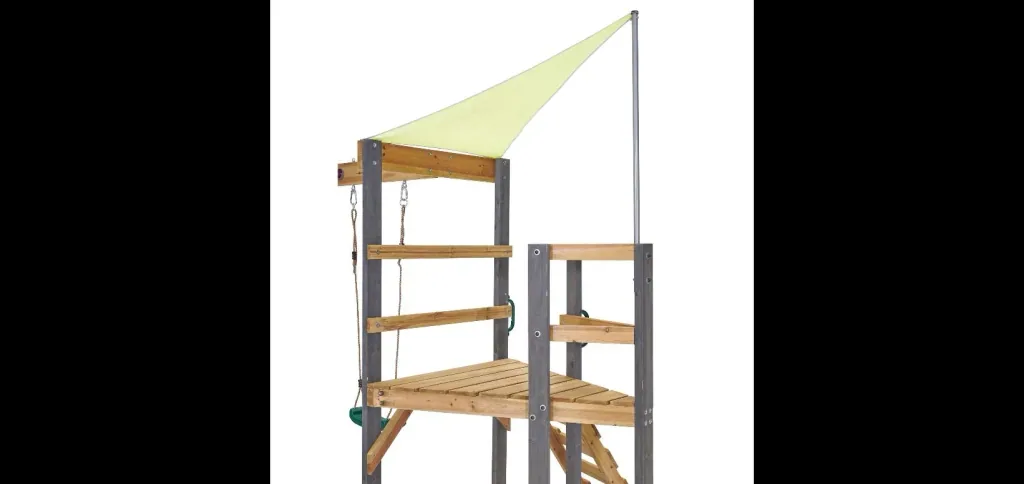 Holz Spielgerüst Barbary, Outdoor-Klettergerüst für Kinder, Doppelschaukel, Rutsche, Leiter, Sandkasten, anthrazit