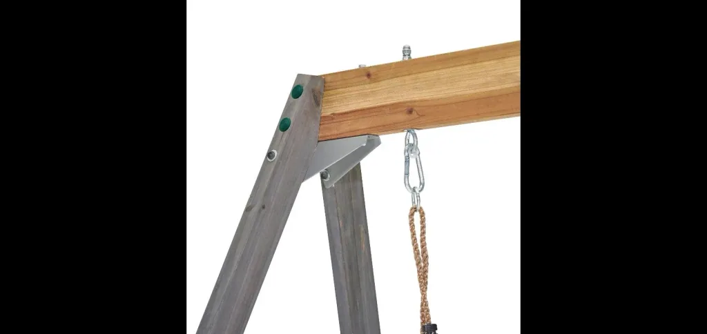 Holz Spielgerüst Barbary, Outdoor-Klettergerüst für Kinder, Doppelschaukel, Rutsche, Leiter, Sandkasten, anthrazit