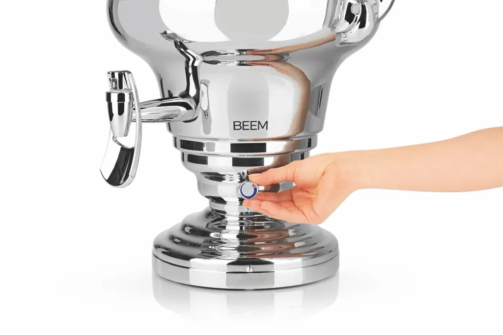 Samowar mit Teekocher, Russischer Teekessel Elektrisch - Royal, mit Dispenser, Edelstahl, 15L