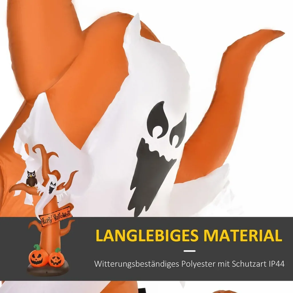 Aufblasbarer Halloween Baum Kürbis Deko Figur Luftfigur mit LED Beleuchtung Polyester Braun 156 x 107 x 274 cm