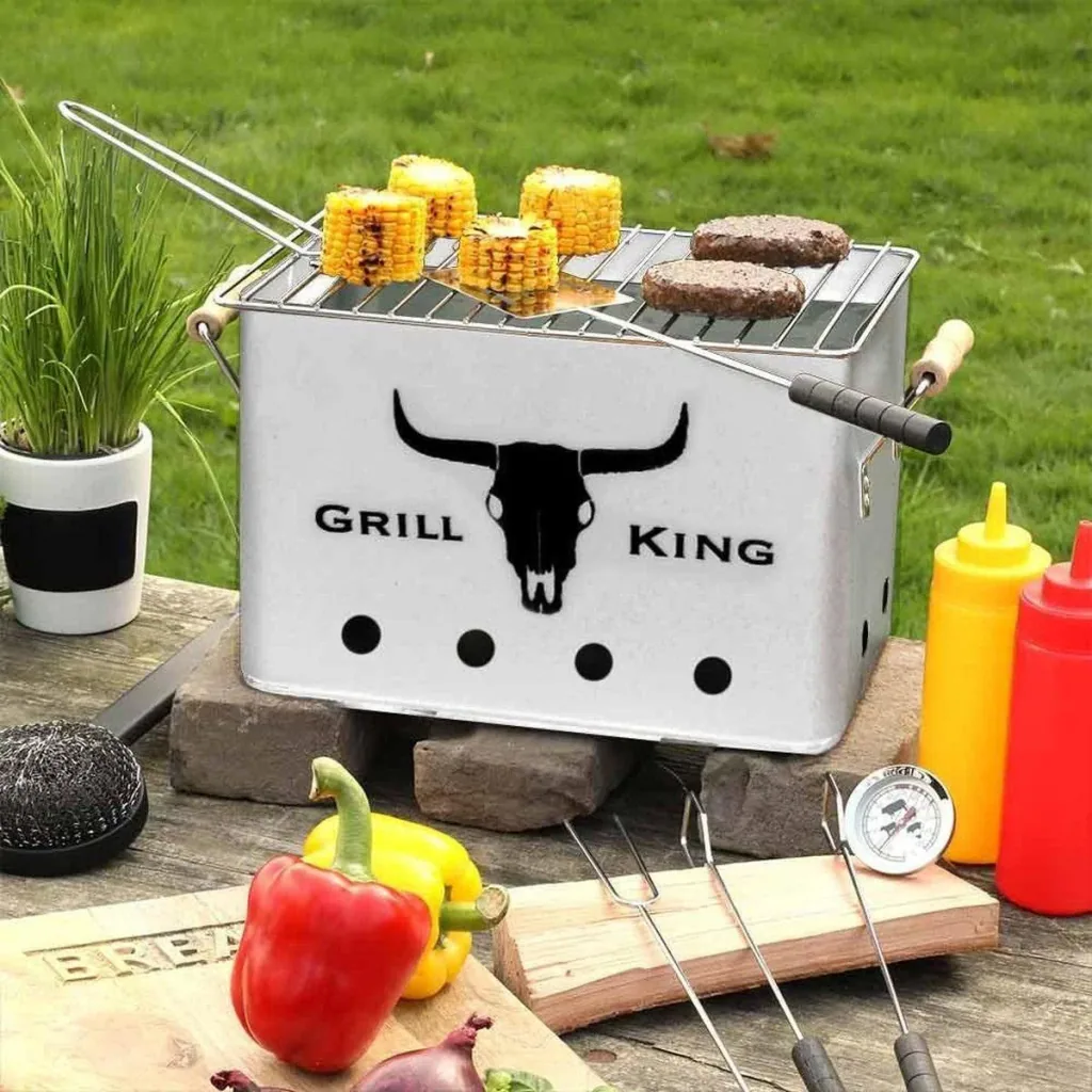 Grill King Holzkohlegrill Rectangle - Silber - 32x20x20 cm