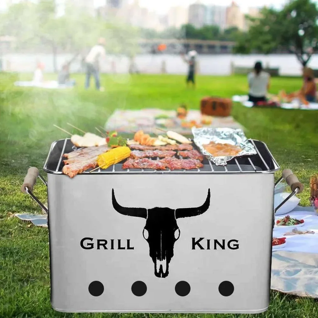 Grill King Holzkohlegrill Rectangle - Silber - 32x20x20 cm