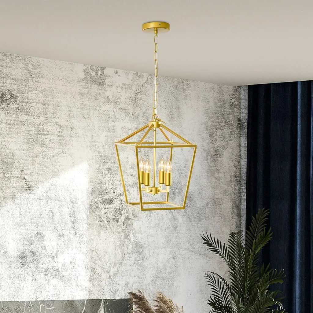 Kronleuchter Hängelampe 4-flammig Pendelleuchte mit verstellbarer Hängekett für Wohnzimmer Schlafzimmer Industrial Metal