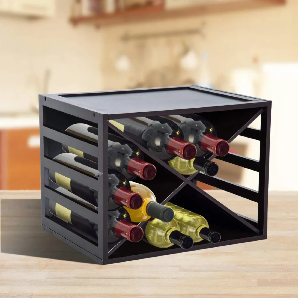 Weinregal für 16 Flaschen stapelbar Kiefer Braun