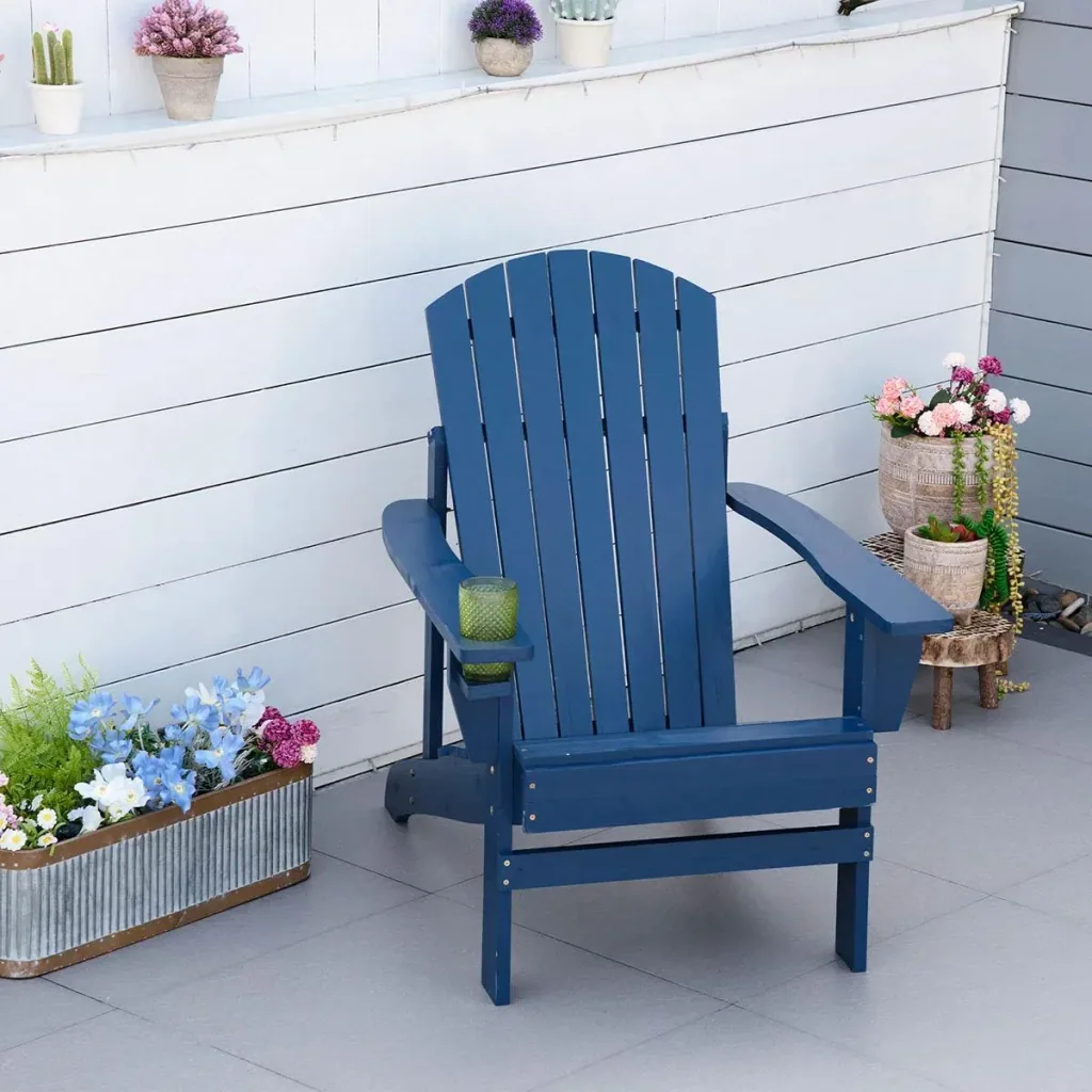 Gartenstuhl mit Becherhalter - Holz - Blau - 97 x 72,5 x 93 cm