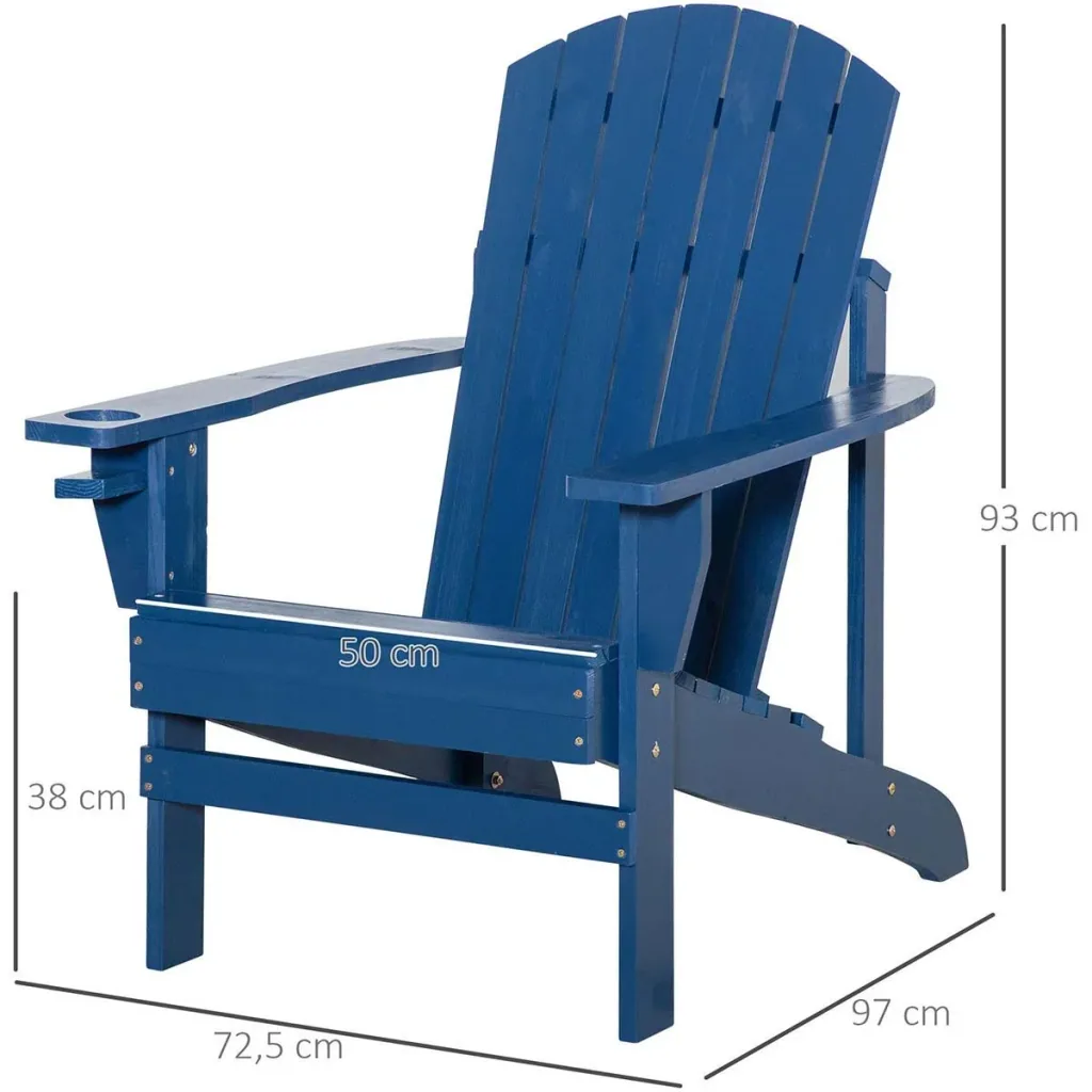 Gartenstuhl mit Becherhalter - Holz - Blau - 97 x 72,5 x 93 cm