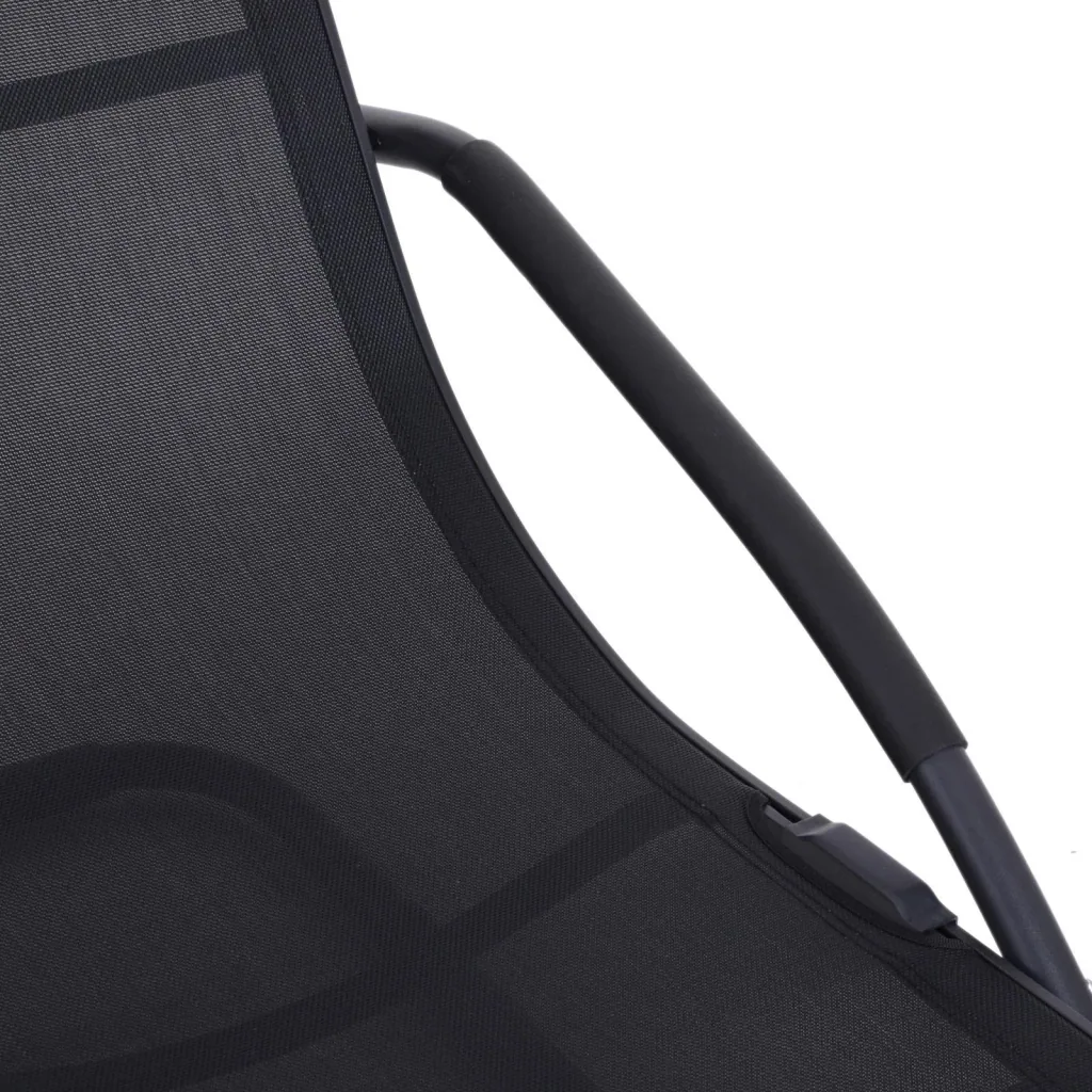 Gartenliege Sonnenliege Stoffliege mit Kissen Relaxliege ergonomisch wetterbeständig Aluminium Schwarz 150 x 63 x 89 cm