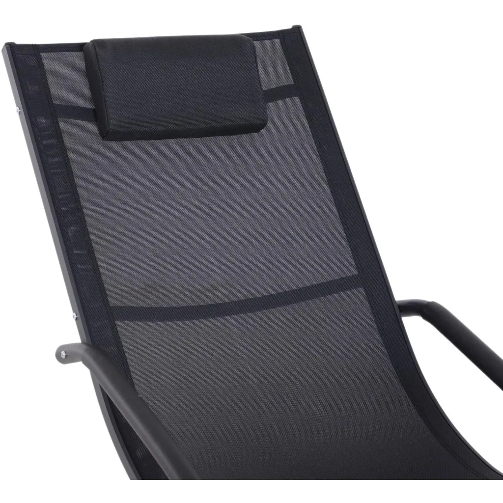 Gartenliege Sonnenliege Stoffliege mit Kissen Relaxliege ergonomisch wetterbeständig Aluminium Schwarz 150 x 63 x 89 cm