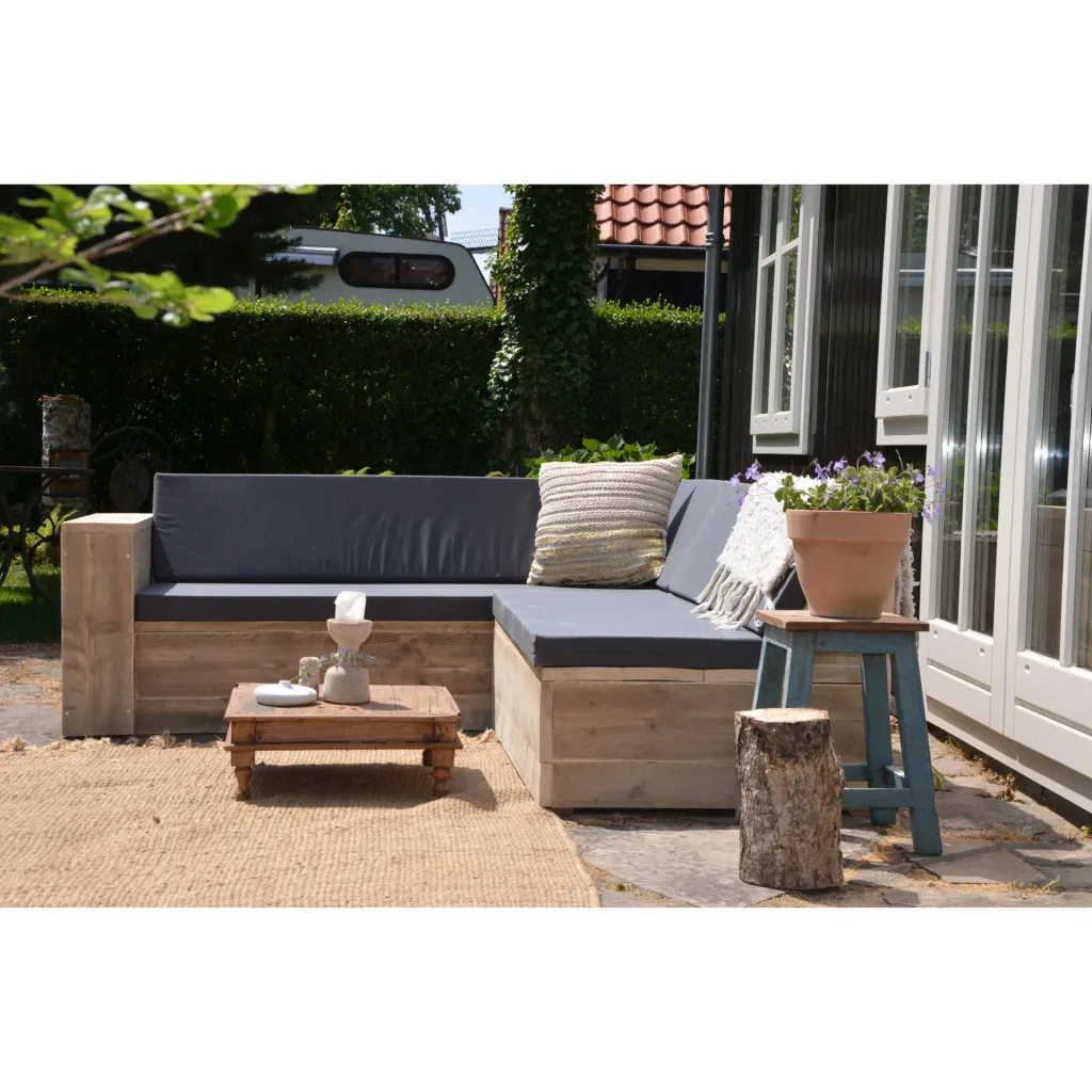 Lounge-Set robustes Gerüstholz-Ecksofa 200/200 cm