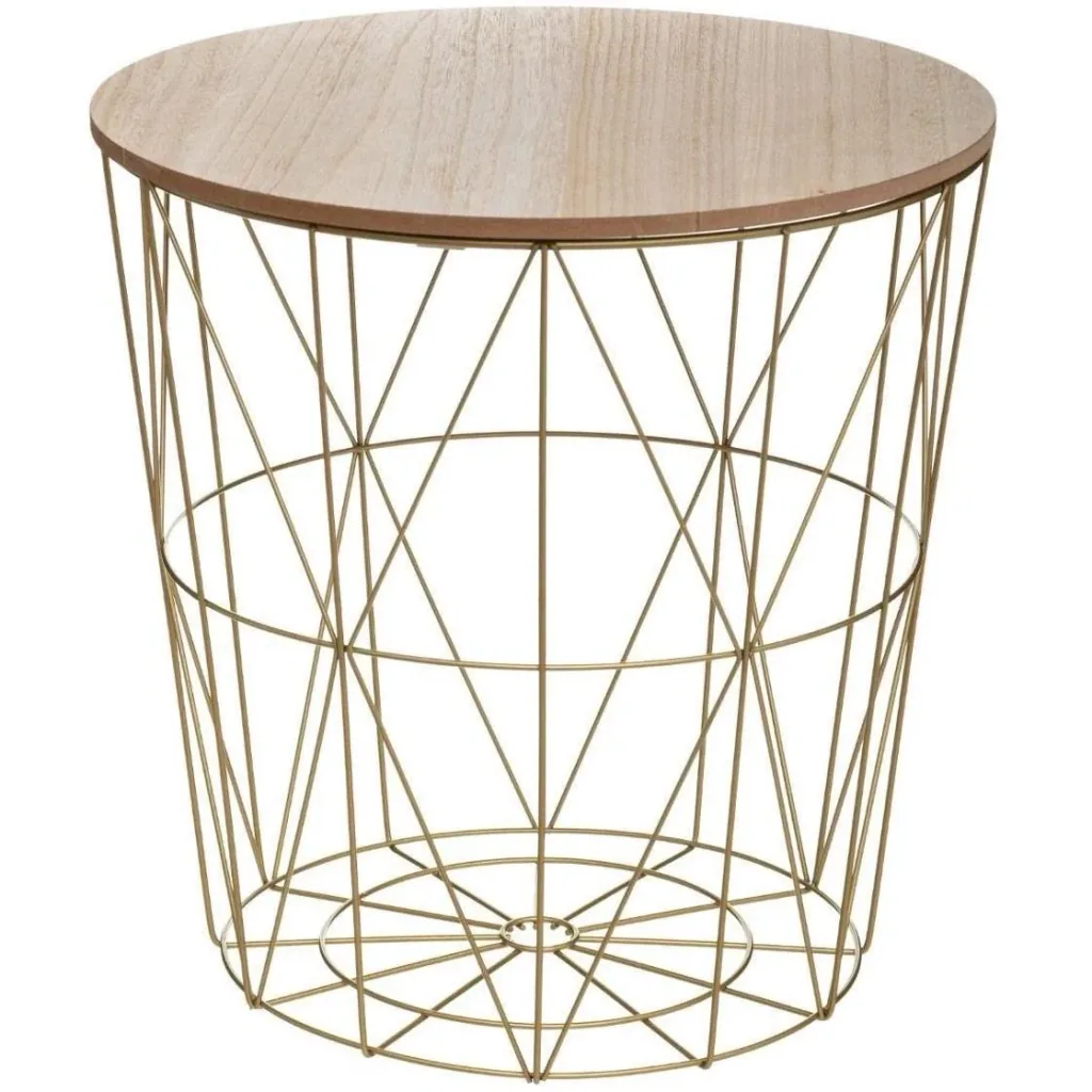 Beistelltisch - 39.5 x 41cm -Holz/Metall - Gold