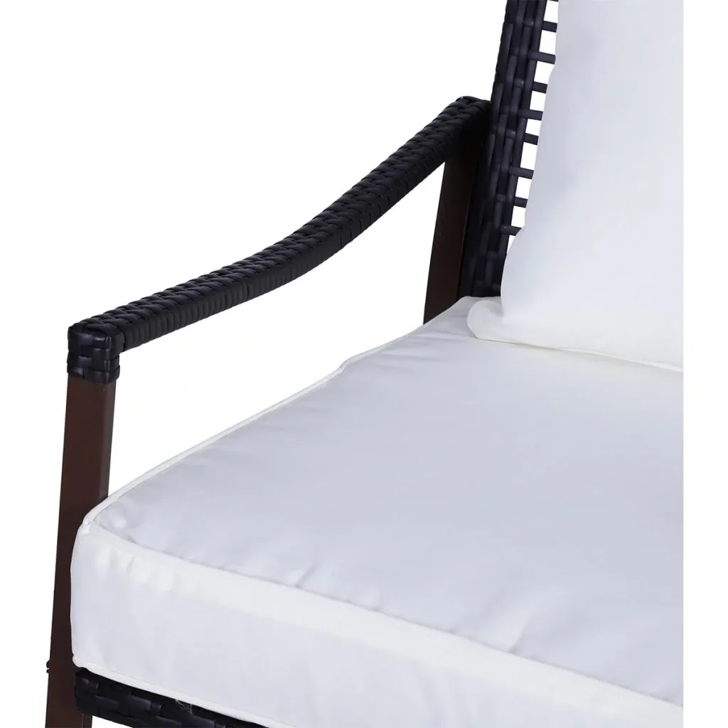 Rattan Schaukelstuhl als 7-tlg. Set braun/cremeweiß