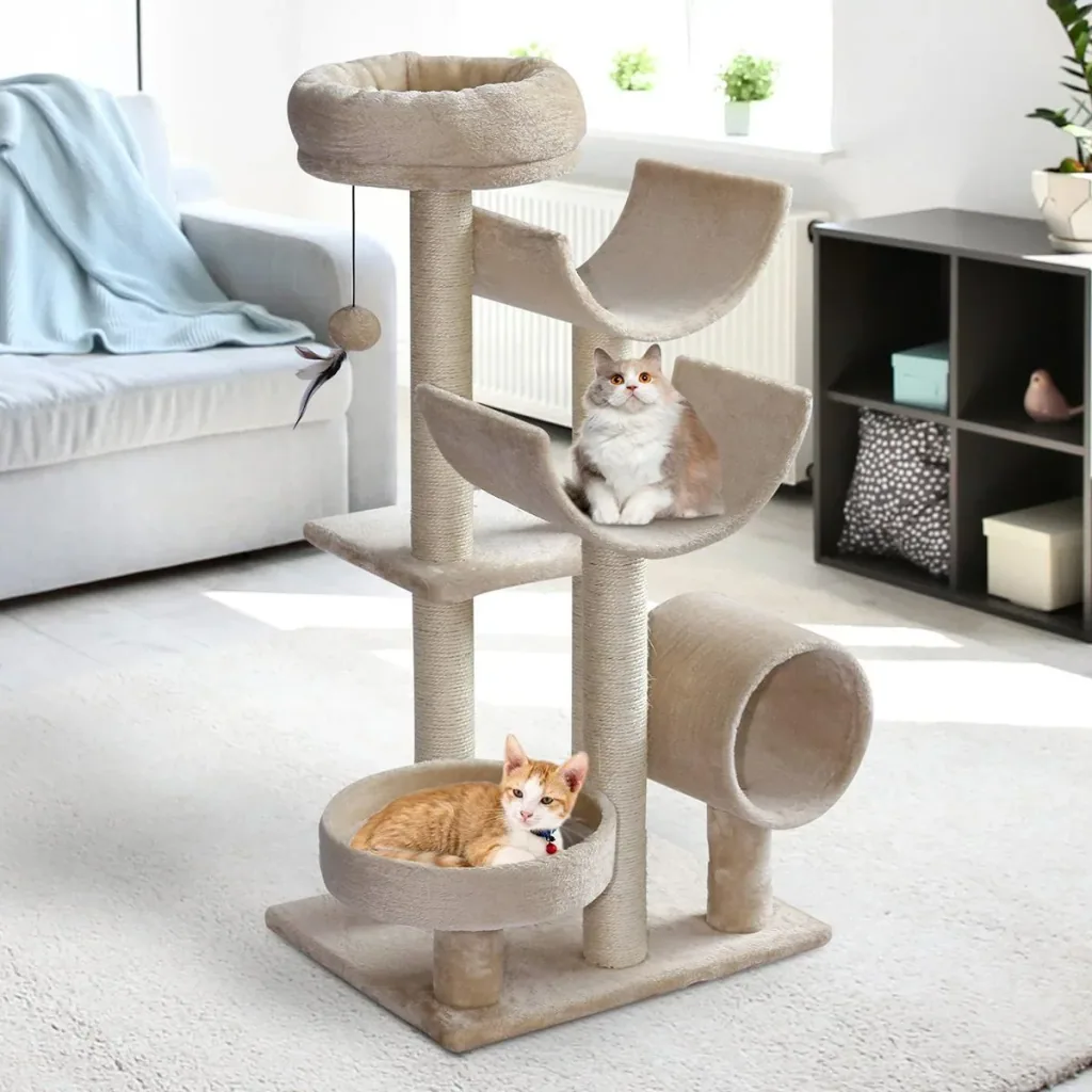 Katzen Kletterbaum beige