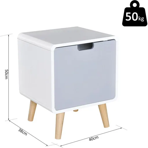 Nachttisch Nachtkommode Hochglanz Schlafzimmer MDF weiß L40 x B38 x H50cm
