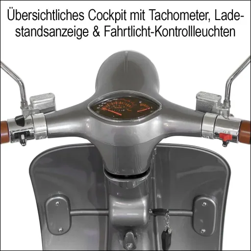 Retro E-Roller "Sizilia" 45 km/h mit Doppelakku anthrazit