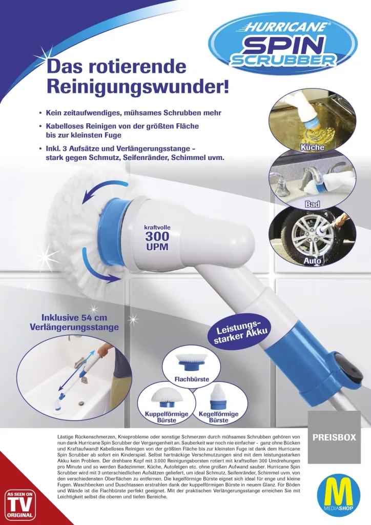 Reinigungsbürste "Hurricane Spin Scrubber", Türkis, 7-teilig
