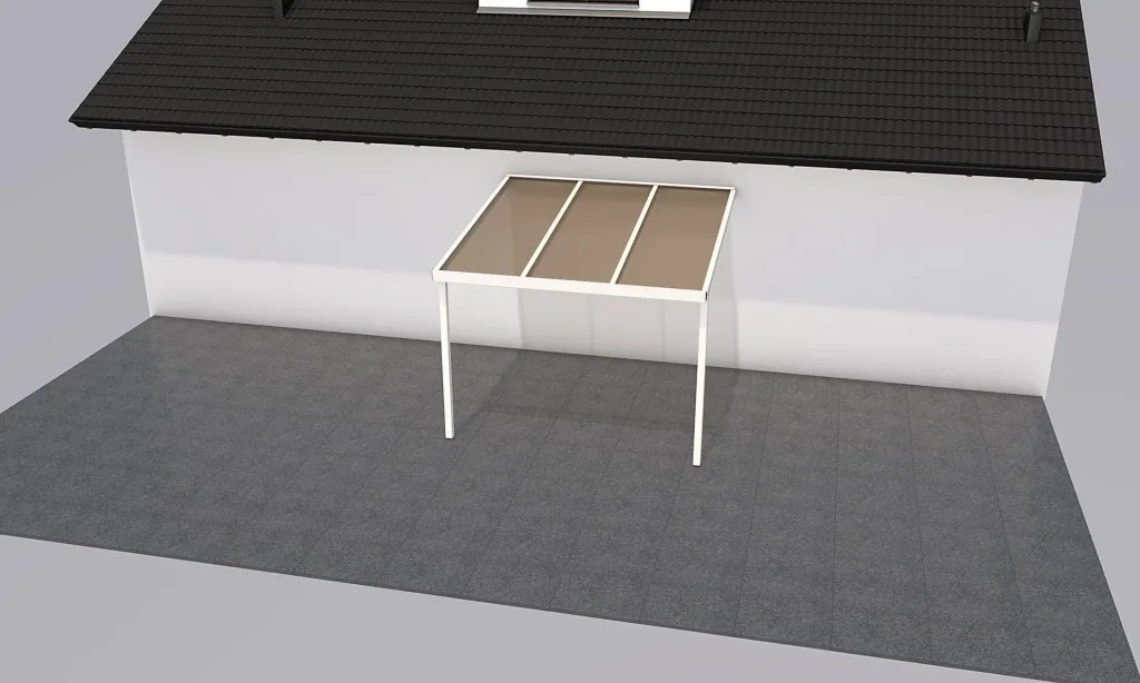 Terrassendach Premium, weiß, 3094 x 3060 mm - Polycarbonat Stegplatten 16 mm, bronze