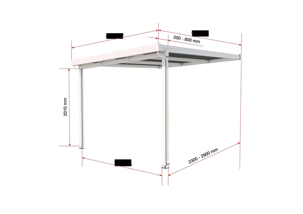 Terrassendach Premium, weiß, 3094 x 3060 mm - Polycarbonat Stegplatten 16 mm, bronze