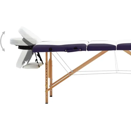 Klappbarer Massagetisch 4 Zonen Holz weiß und lila