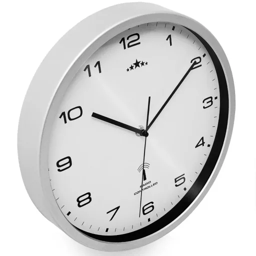 Wanduhr Radio Ø 31cm - weiß/silber