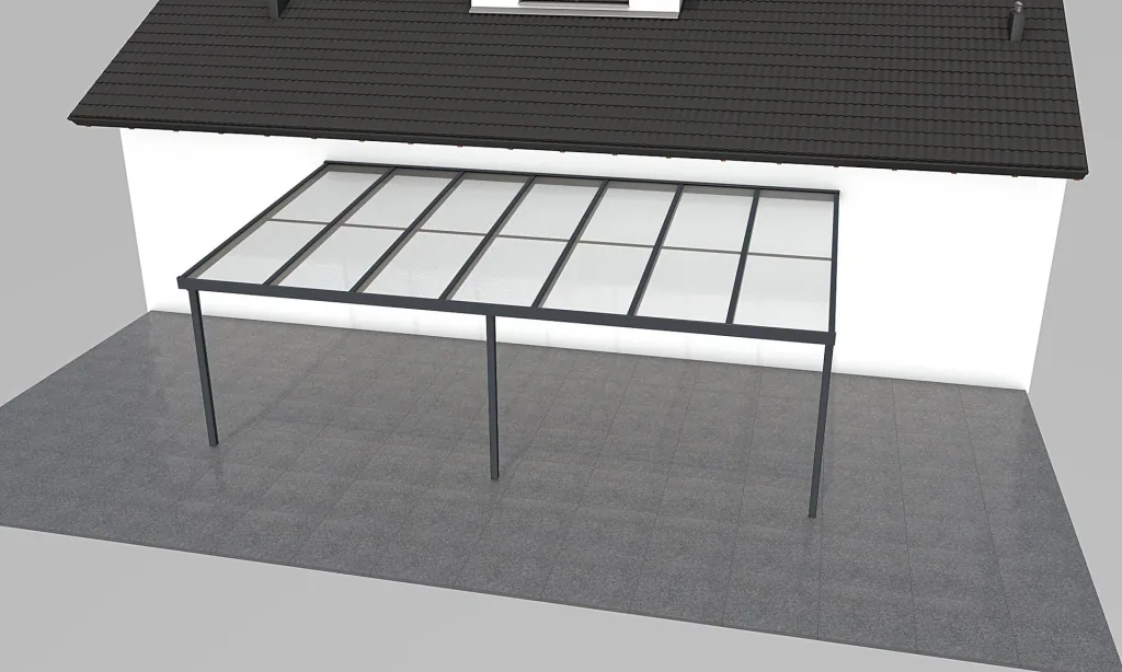 Terrassendach Premium, anthrazit, 7120 x 4060 mm - 10mm Verbundsicherheitsglas (VSG)
