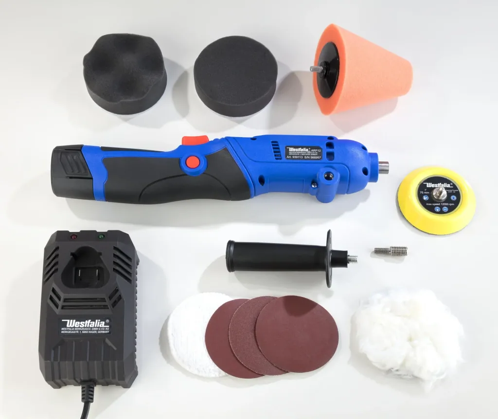 12 Volt Akku Poliermaschine Rotation - inklusive Zuberhör und Tasche