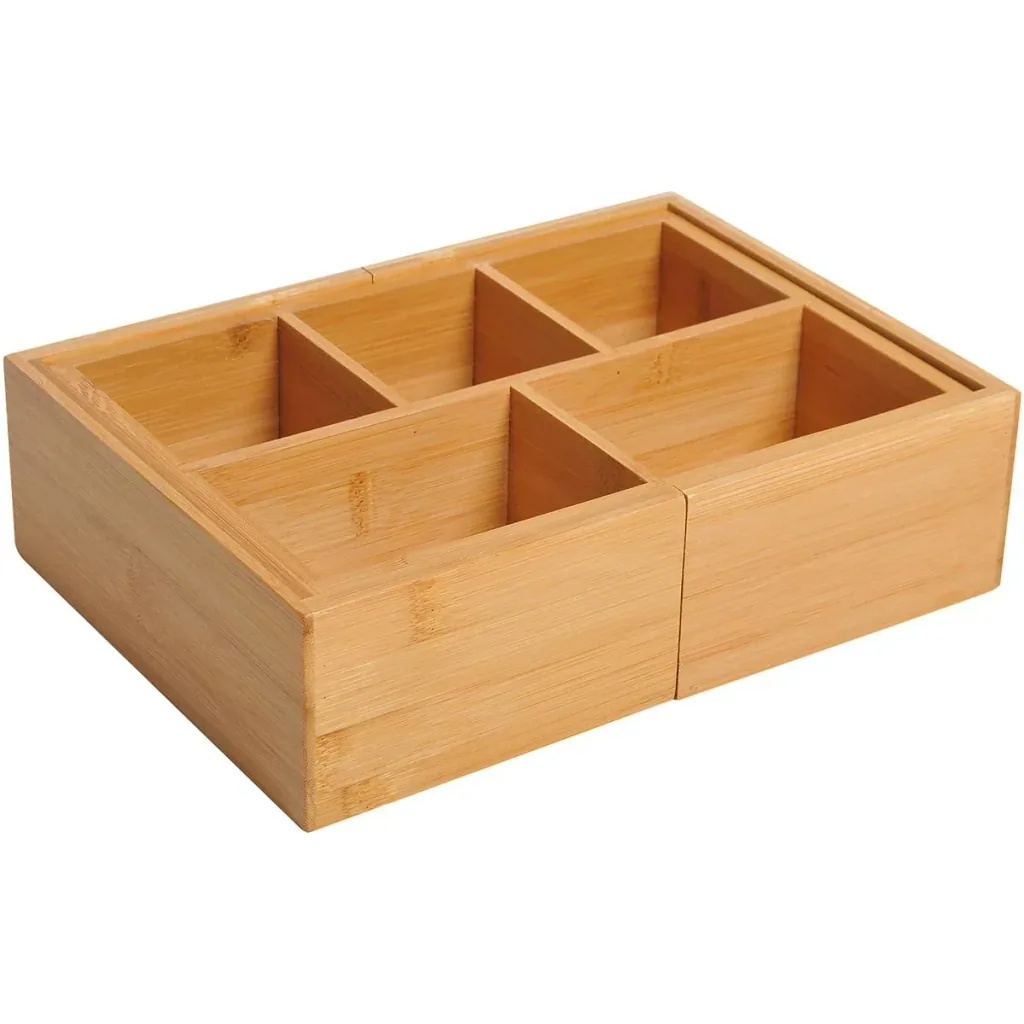 Ausziehbarer Organizer mit 5 bis 7 Fächer natur