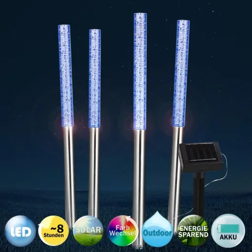 4x LED-Solarlampe mit Farbwechsler