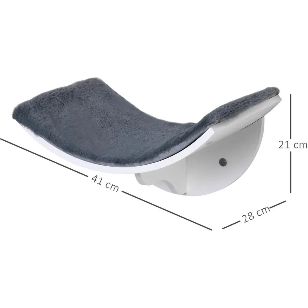 Katzenliege Katzen Wandliege Katzenbett Katzenregal Wandmontage Plüschauflage MDF Weiß+Grau 41 x 28 x 21 cm