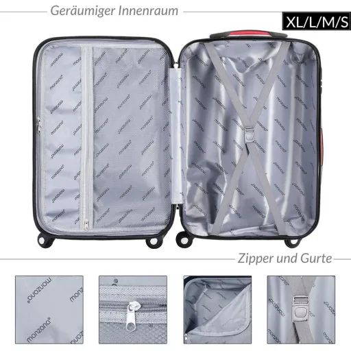 Kofferset mit 4 Stück. S/M/L/XL Grundlinie Silber
