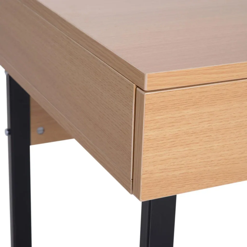 Schreibtisch PC-Tisch Computertisch mit 2 Schubladen Holz + Metall Natur 120 x 52 x 76,2 cm