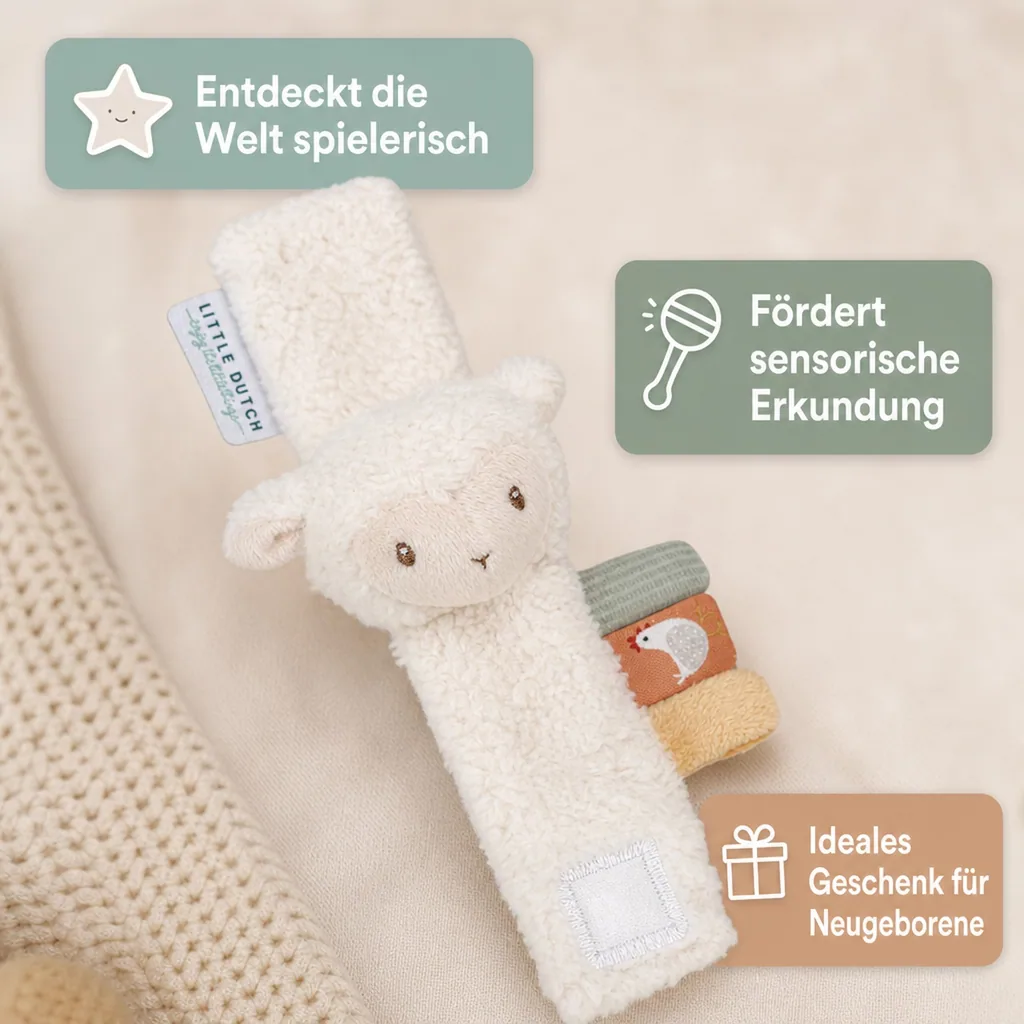 Little Dutch Handgelenkrassel Little Farm - Schaf Rasselarmband & Greifelementen