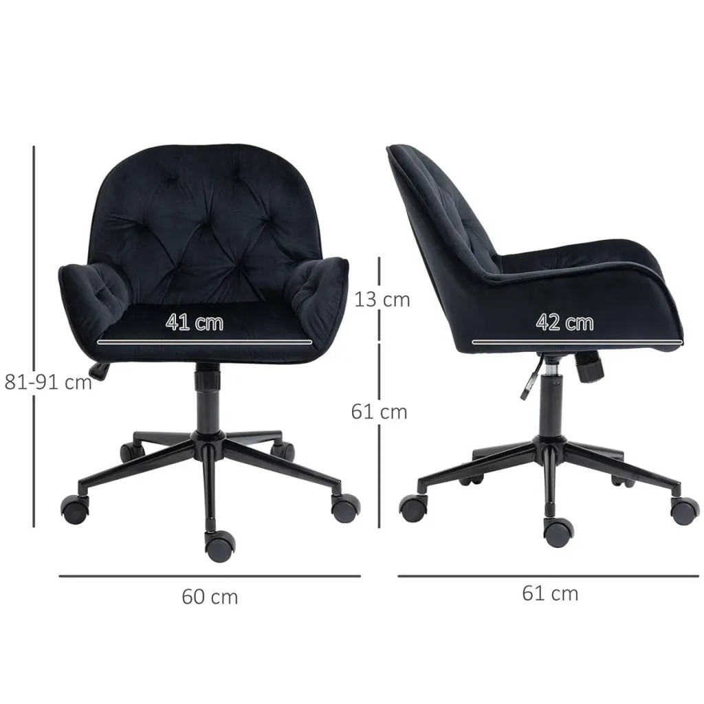 Bürostuhl höhenverstellbar samtartiges Polyester Schwarz 60 x 61 x 81-91 cm