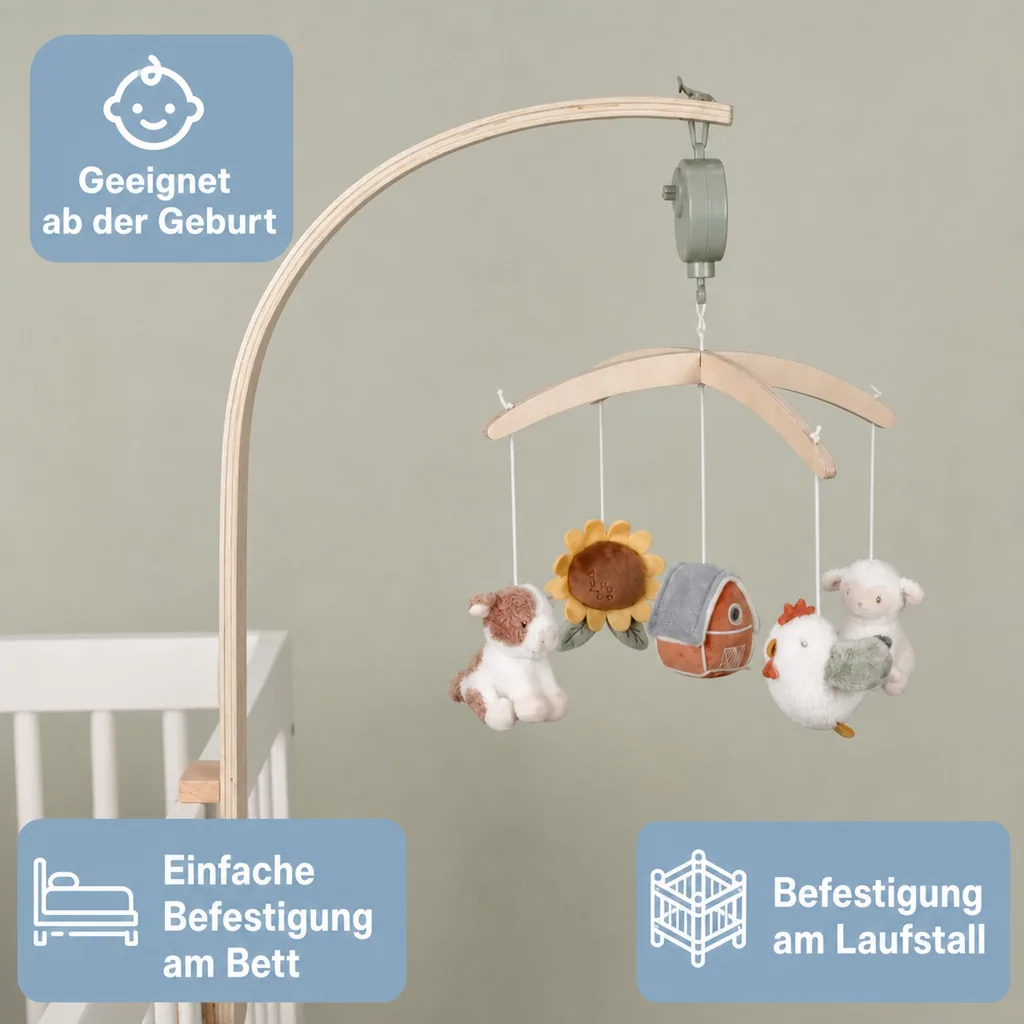 Little Dutch Baby Mobile, Mobile Babybett, Musikmobile, Little Farm
