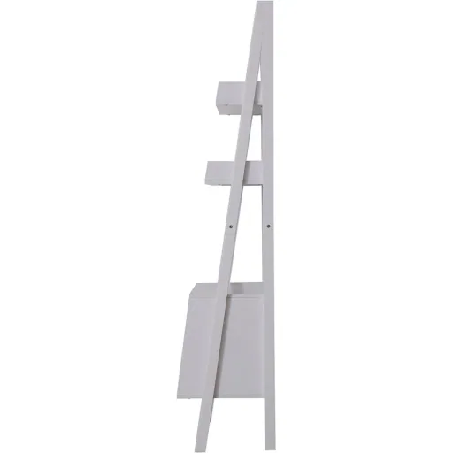 Standregal Stufenregal Bücherregal Leiterregal mit Schrank 3 x Fach 1 x Schrank Holz Weiß 65 x 40 x 180 cm