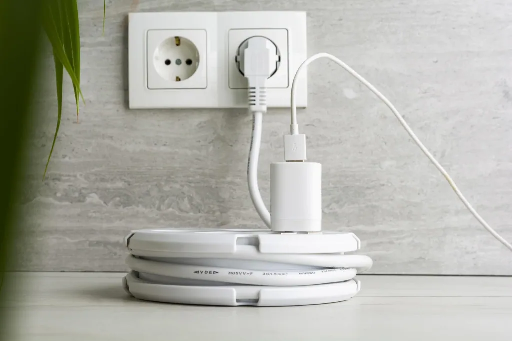 Steckdosenleiste mit Kabeltrommel und USB-A, 4-fach