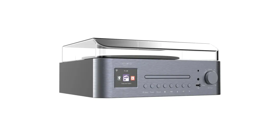Anlage mit Plattenspieler, Internet, UKW, DAB+/DAB Radio, Bluetooth und MP3 CD-Player