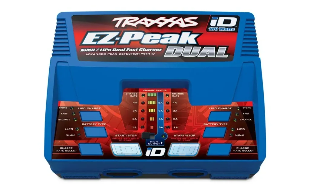 DUAL EZ-Peak Plus 2x4-Amp NiMH/2-3S Lipo, Schnell-Lader TRAXXAS EU-Version (mit iD Akku-Erkennung)