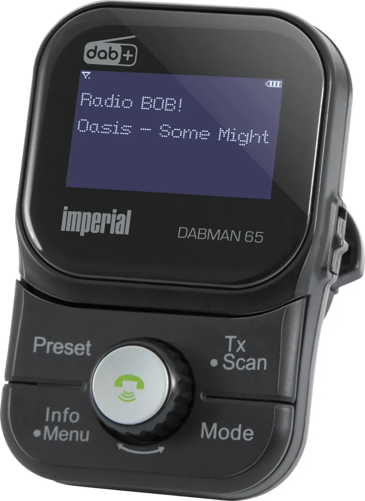 mobiler DAB+ Empfänger Dabman 65 (Akku, FM Transmitter für Auto, Bluetooth, Magnet Halter; Antenne) schwarz