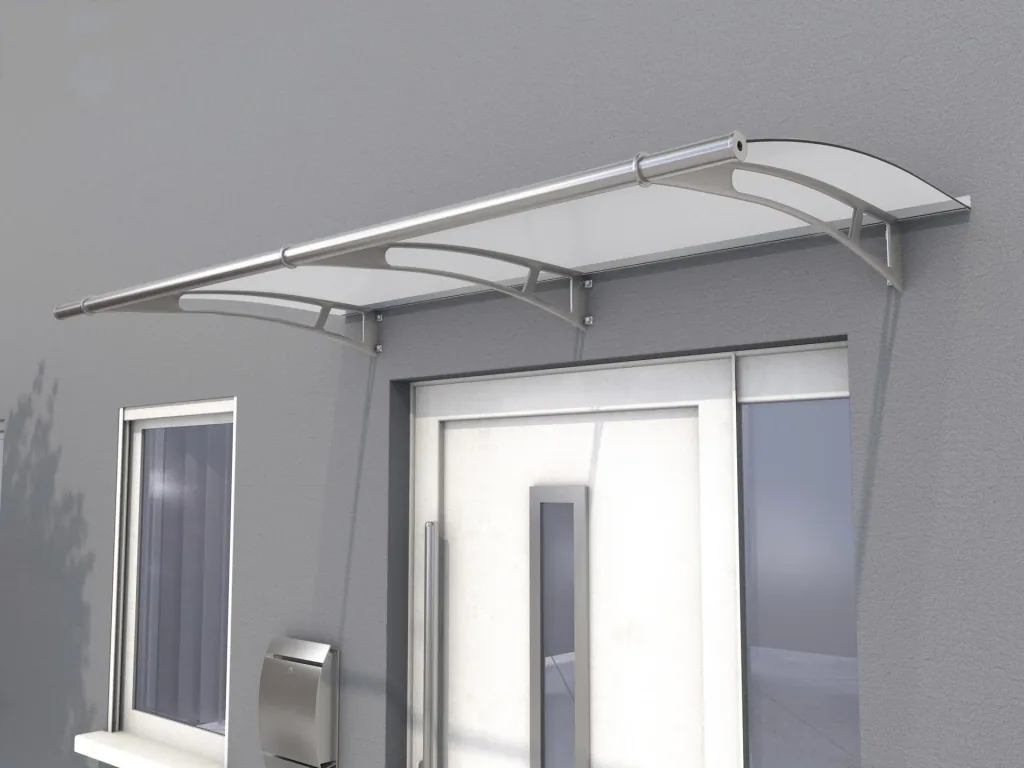 Pultvordach L 190, 190 x 95 x 17 cm, Edelstahl, 4mm satiniert weiß