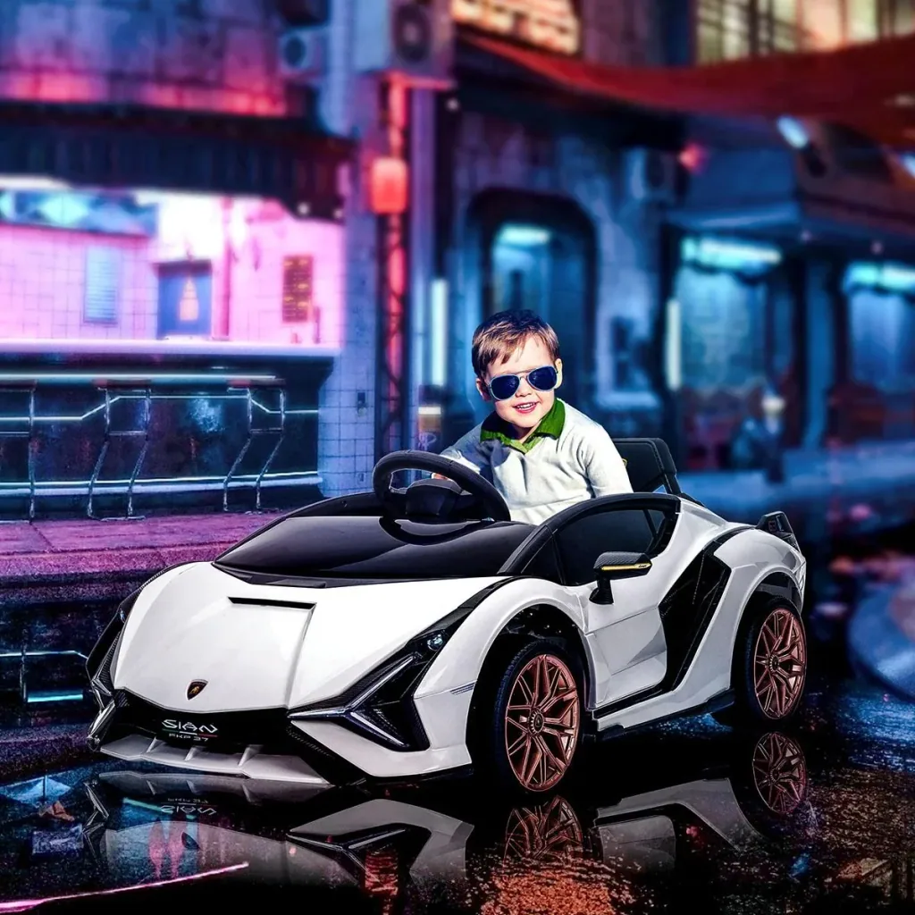 Kinderfahrzeug 2 Fahrmodi SIAN SUV-Auto-Spielzeug Elektroauto mit Fernbedienung extra breiten Reifen Musik(MP3/USB) Lich