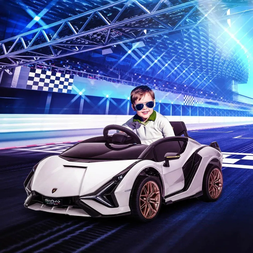 Kinderfahrzeug 2 Fahrmodi SIAN SUV-Auto-Spielzeug Elektroauto mit Fernbedienung extra breiten Reifen Musik(MP3/USB) Lich