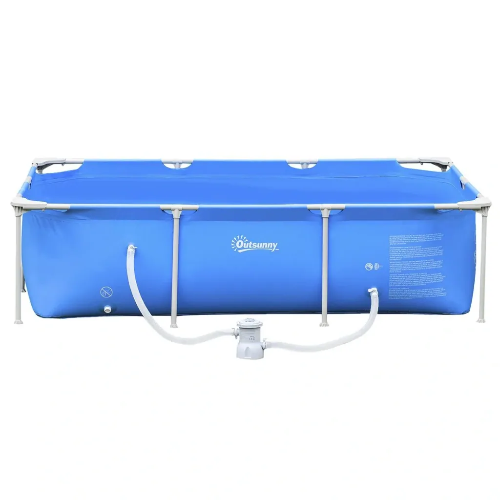 Rahmenpool mit Schlauch Draht Swimmingpool Schwimmbad Ablassventil für sauberen Wasser 1000D PVC Stahl Blau 252 x 152 x
