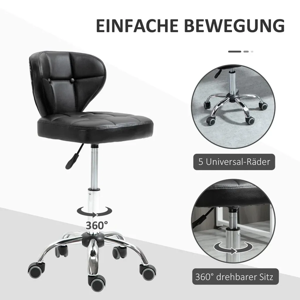 2er-Set Arbeitshocker mit Rückenlehne 72-87 cm höhenverstellbar Büro Dunkelgrau 45 x 47 x 72-87 cm