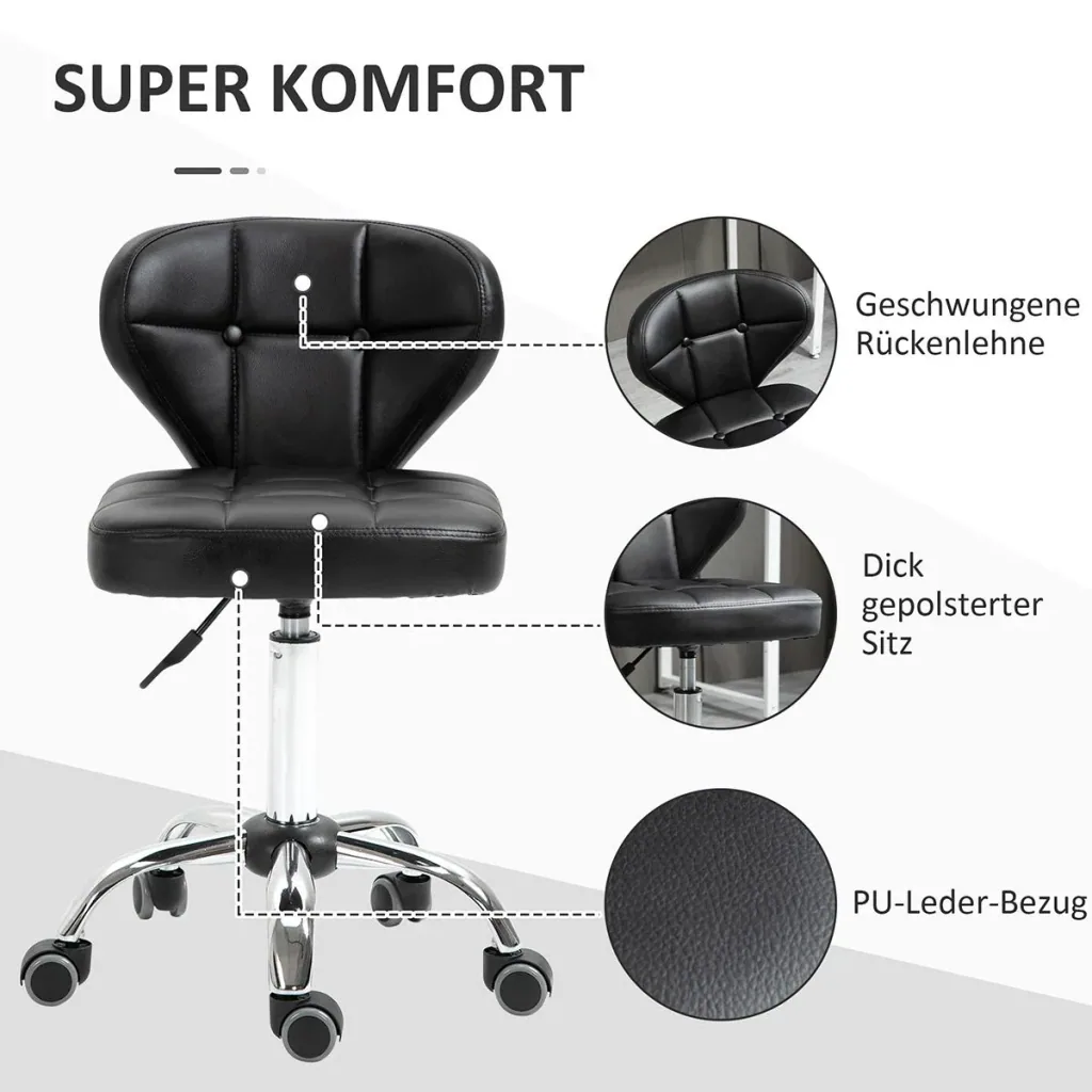 2er-Set Arbeitshocker mit Rückenlehne 72-87 cm höhenverstellbar Büro Dunkelgrau 45 x 47 x 72-87 cm